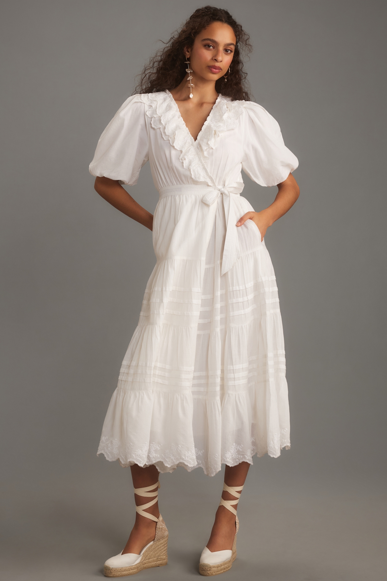 Love The Label Short-Sleeve Ruffled Tiered Wrap Maxi Dress