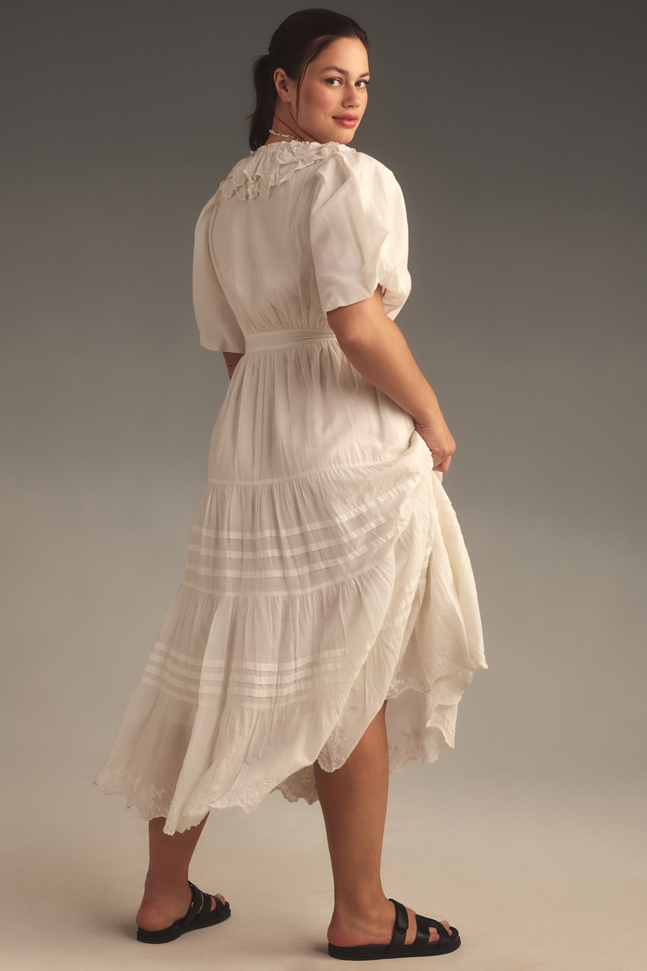 Love The Label Short-Sleeve Ruffled Tiered Wrap Maxi Dress