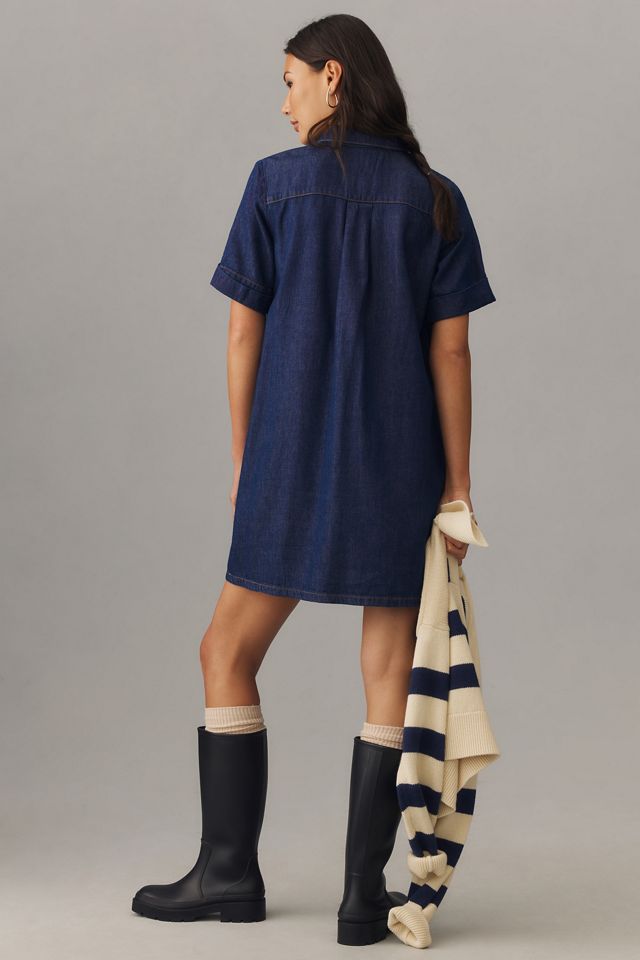 Robe chemise courte en denim style militaire Pilcro #2