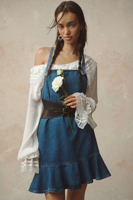 pilcro denim muscle-sleeve mini dress Pilcro Kendal Denim Muscle-Sleeve Mini Dress