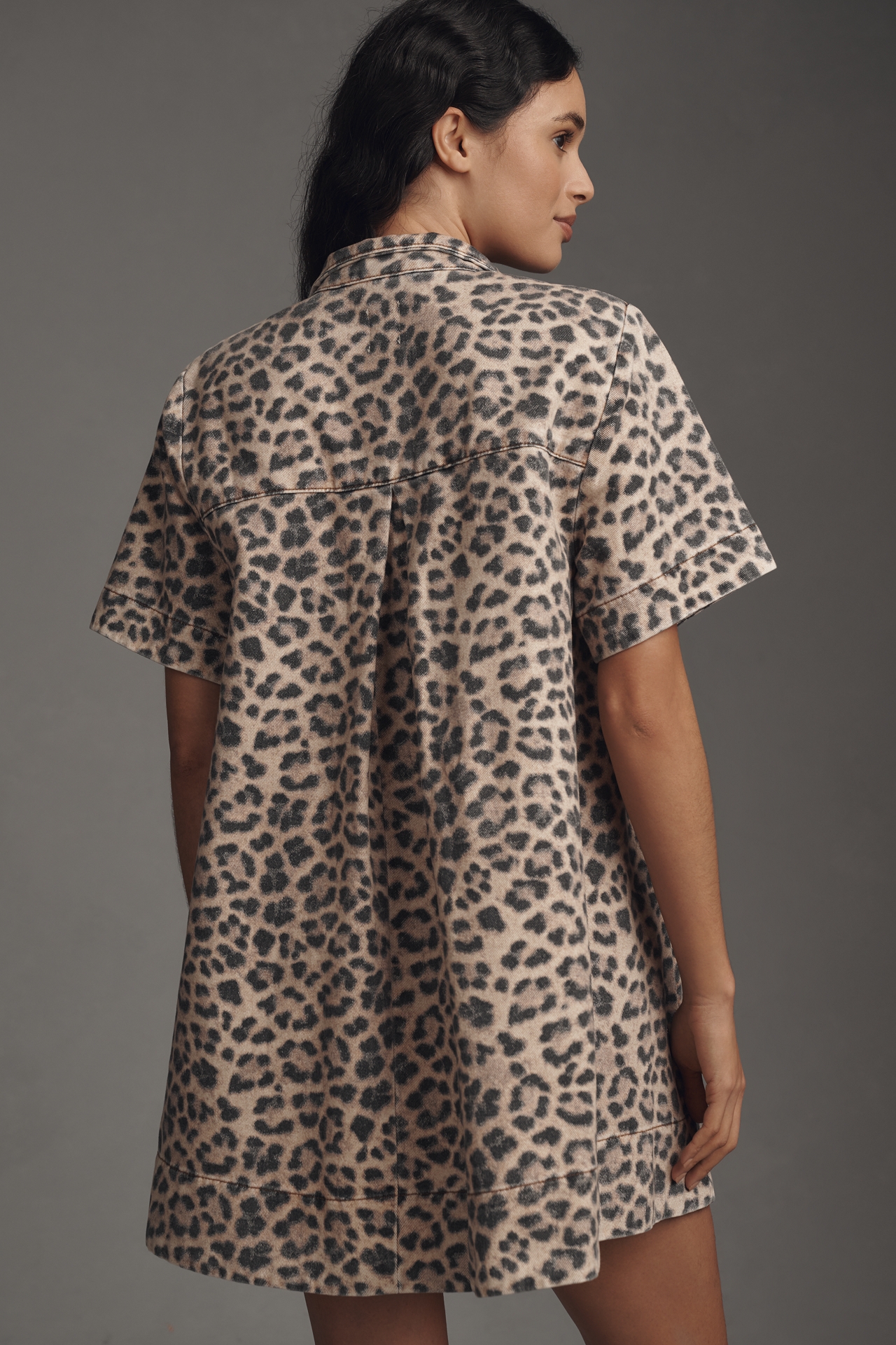 The Jeannie Short-Sleeve A-Line Mini Dress by Maeve: Leopard Edition