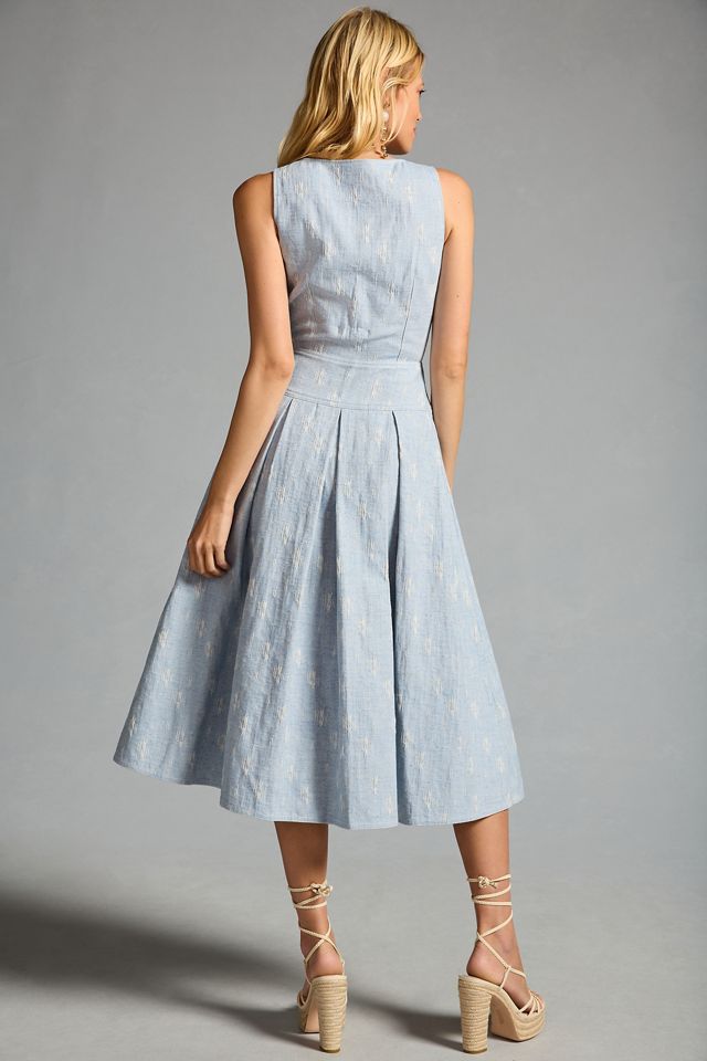 Hunter Bell Button-Front Pleated A-Line Dress #1