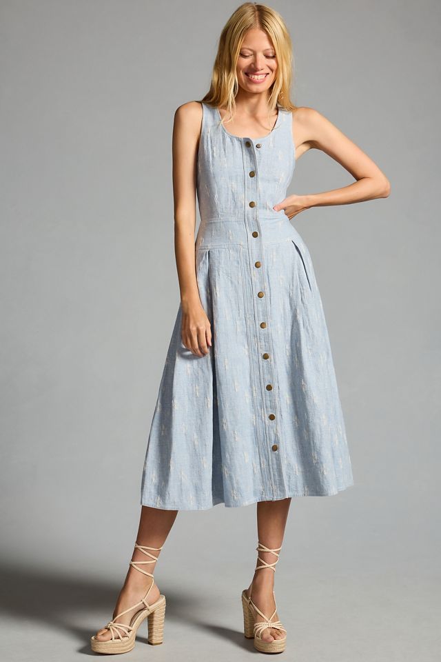 Hunter Bell Button-Front Pleated A-Line Dress #2