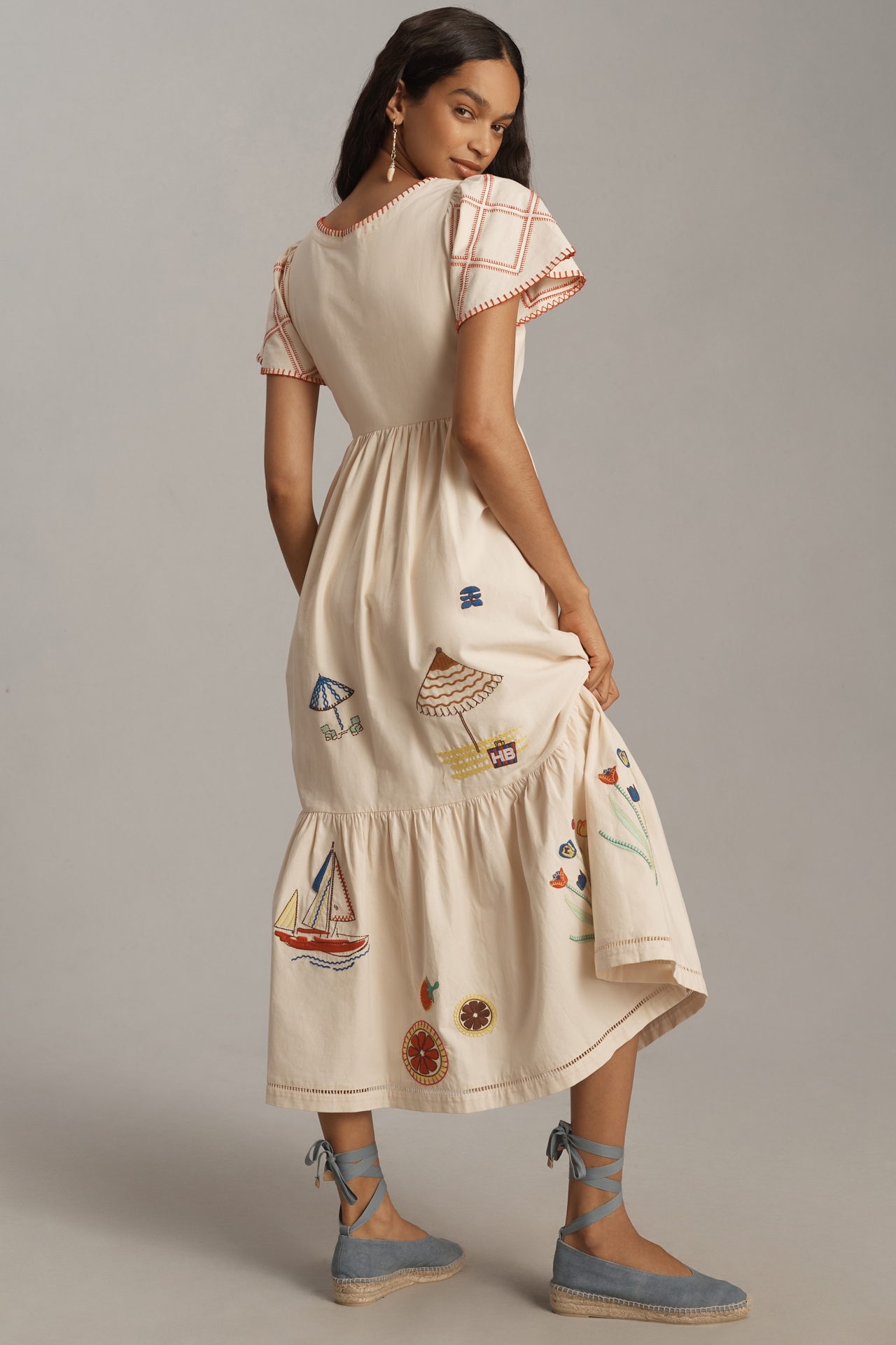 Hunter Bell Marley Embroidered Midi Dress