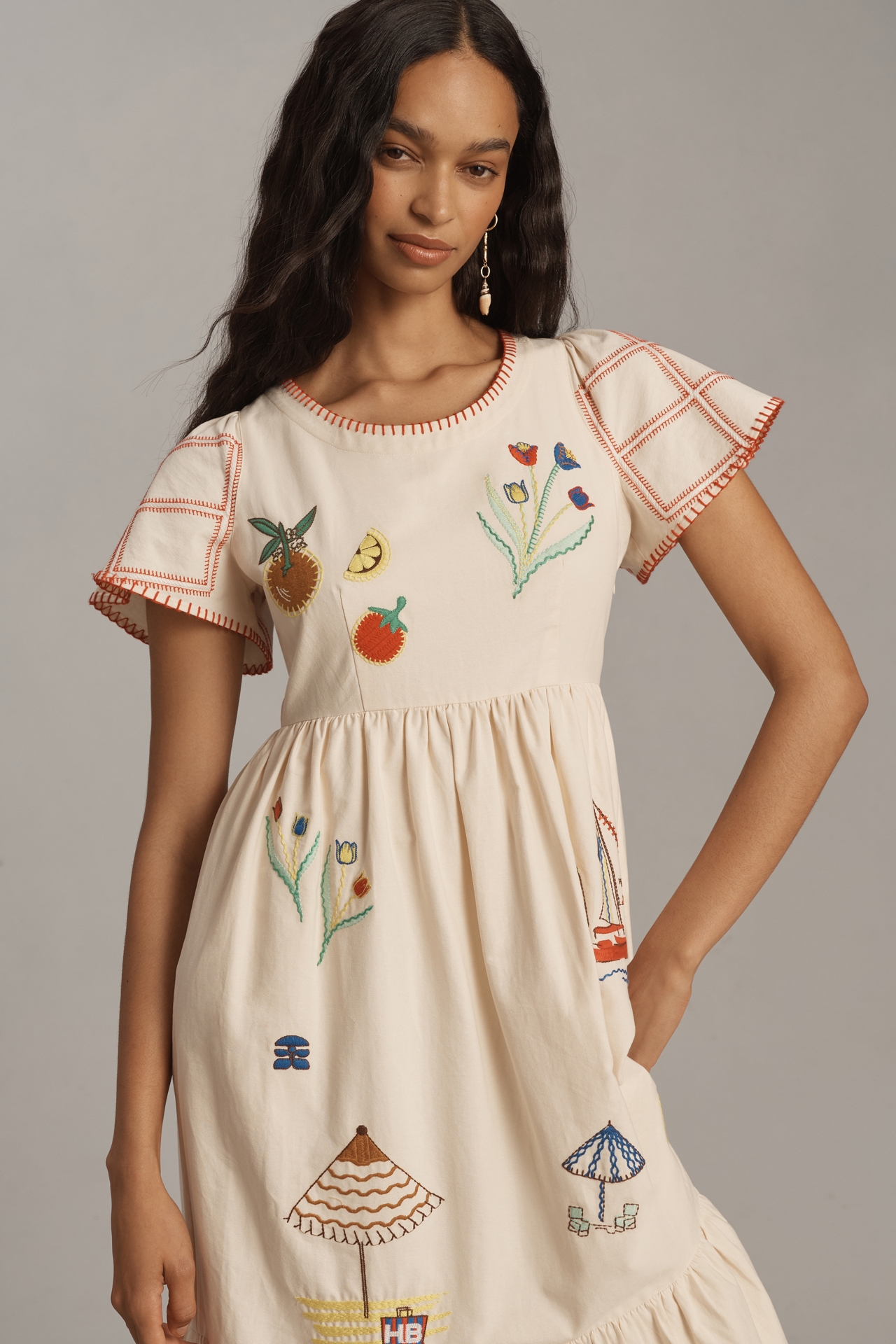 Hunter Bell Marley Embroidered Midi Dress