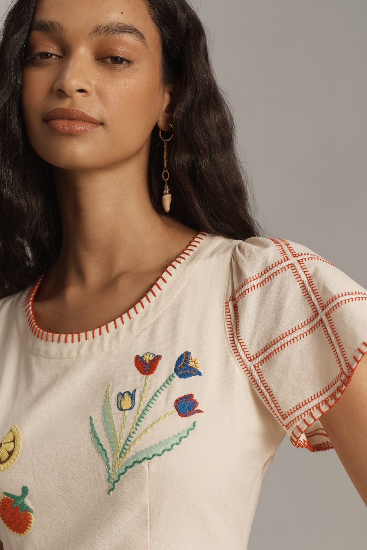 Hunter Bell Marley Embroidered Midi Dress