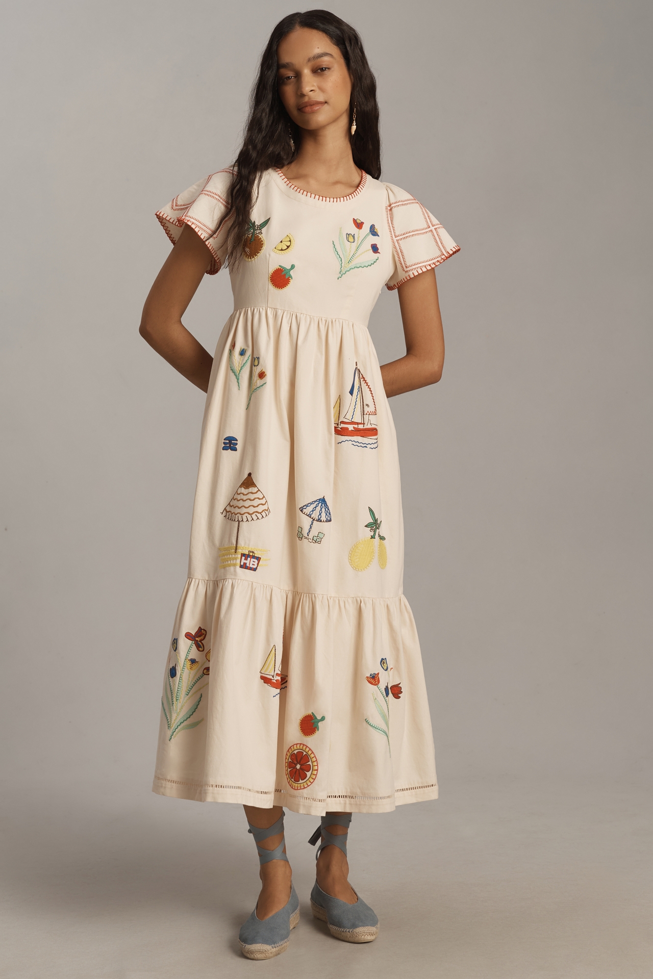 Hunter Bell Marley Embroidered Midi Dress