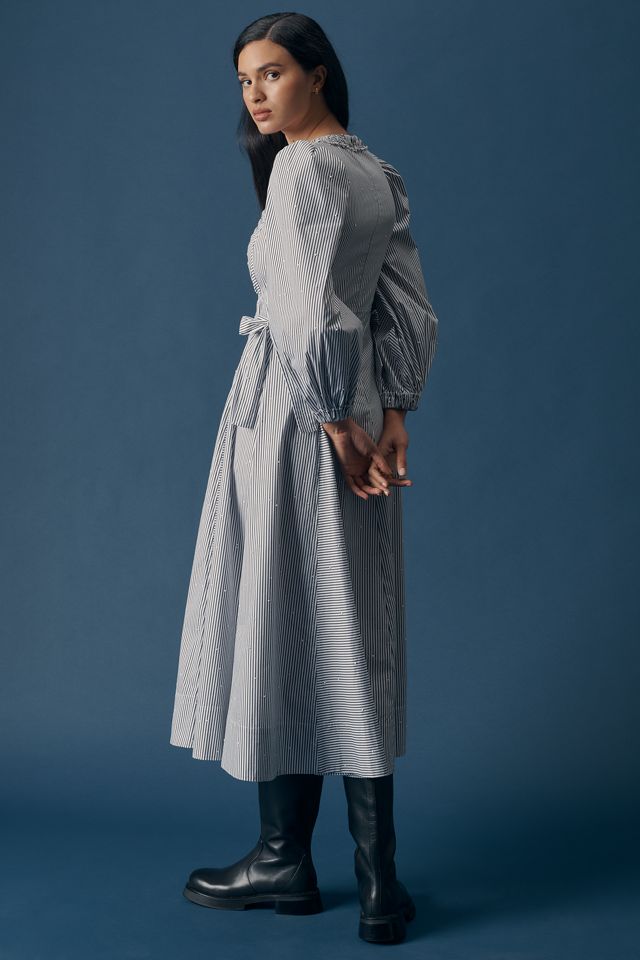 Hunter Bell Vera Long-Sleeve V-Neck A-Line Midi Dress #1