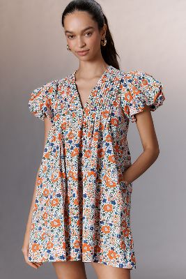 Hunter Wilkes Puff-sleeve Babydoll Dress