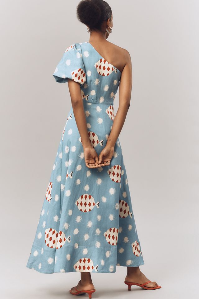 Hunter Bell Carmen Linen Blend Midi Dress