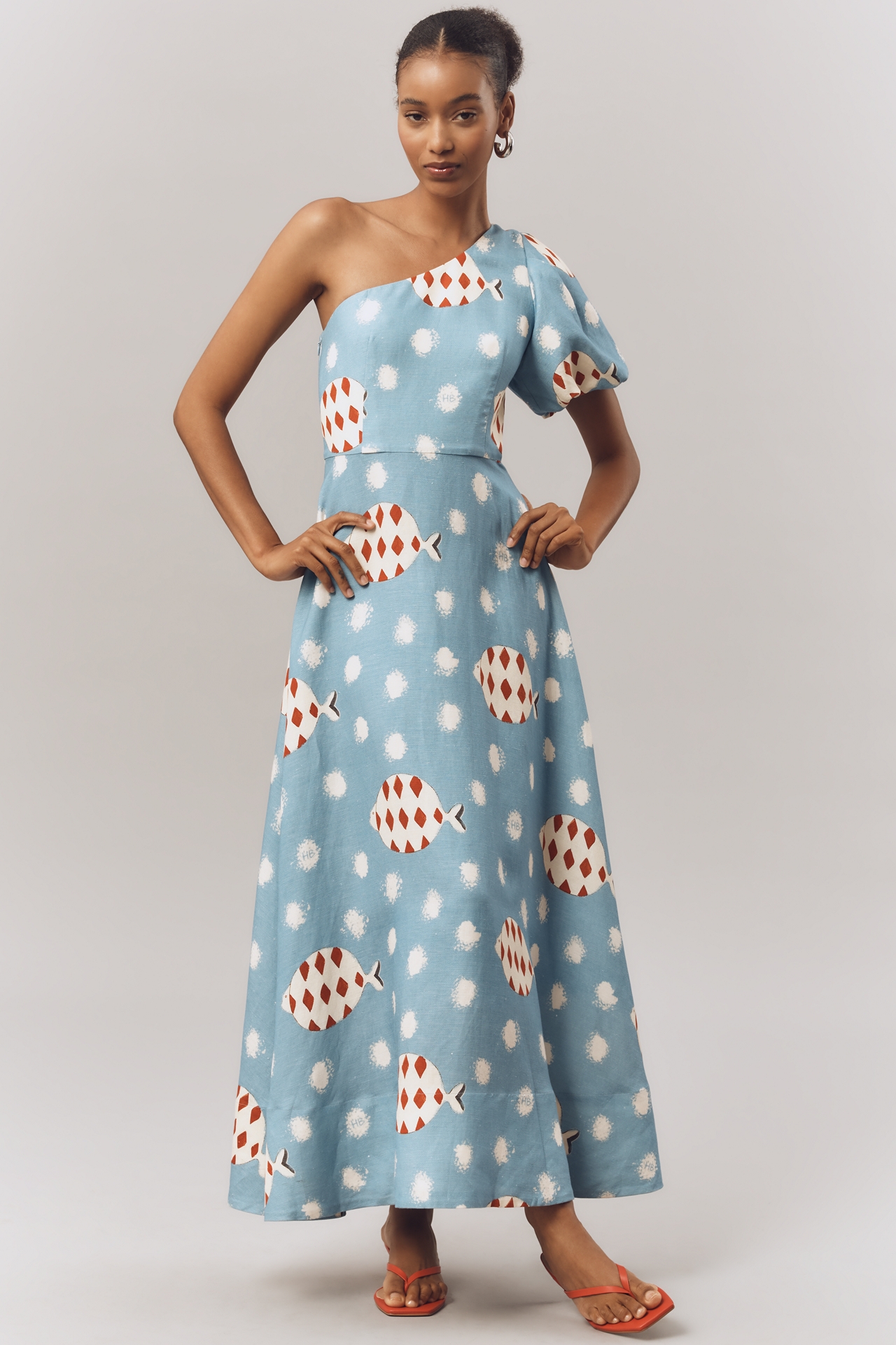 Hunter Bell Carmen Linen Blend Midi Dress