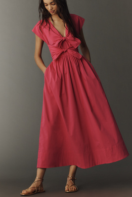 Hunter Calista Bow Midi Dress In Pink