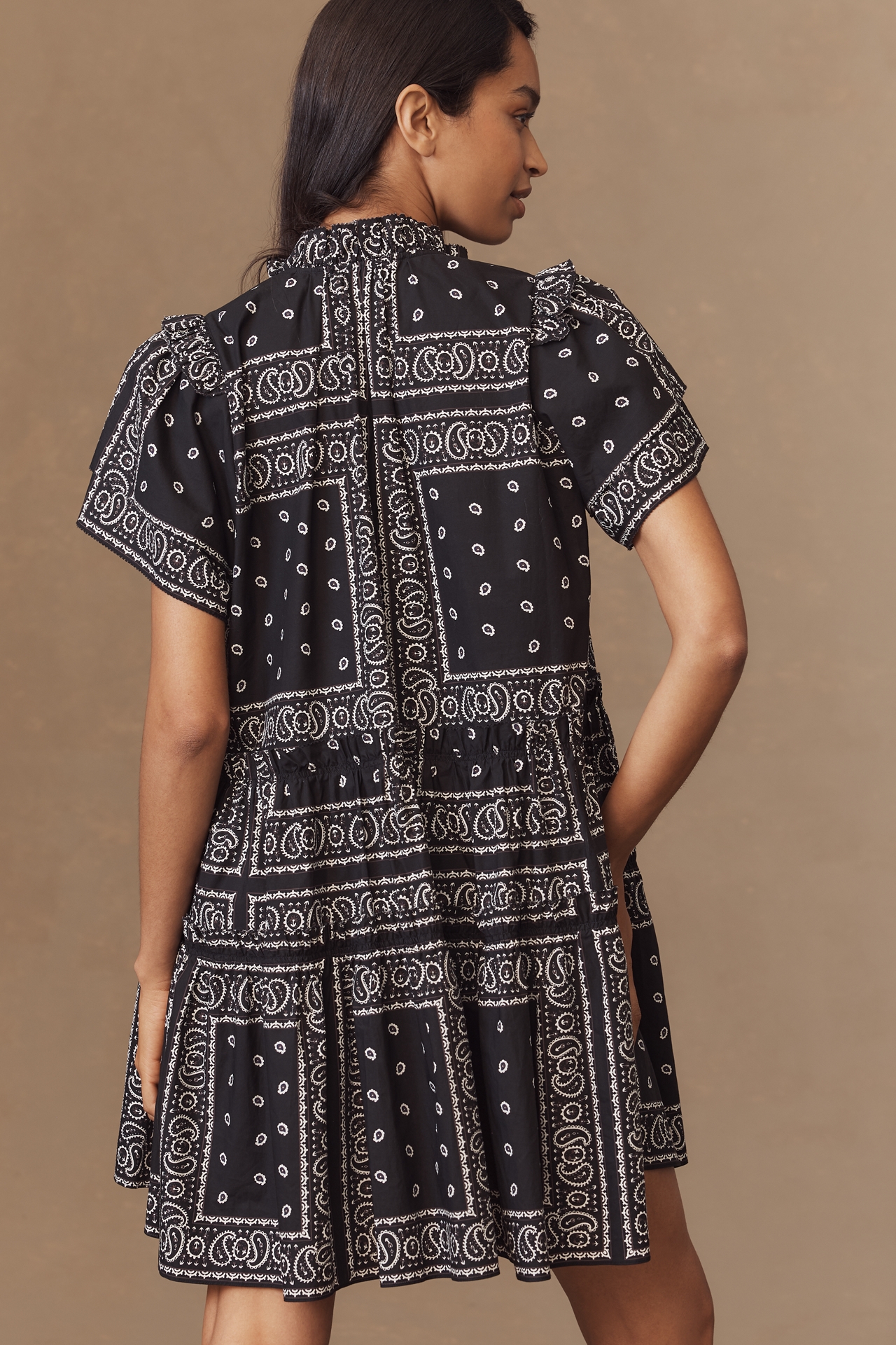 Hunter Bell Merritt Short-Sleeve Mini Swing Dress