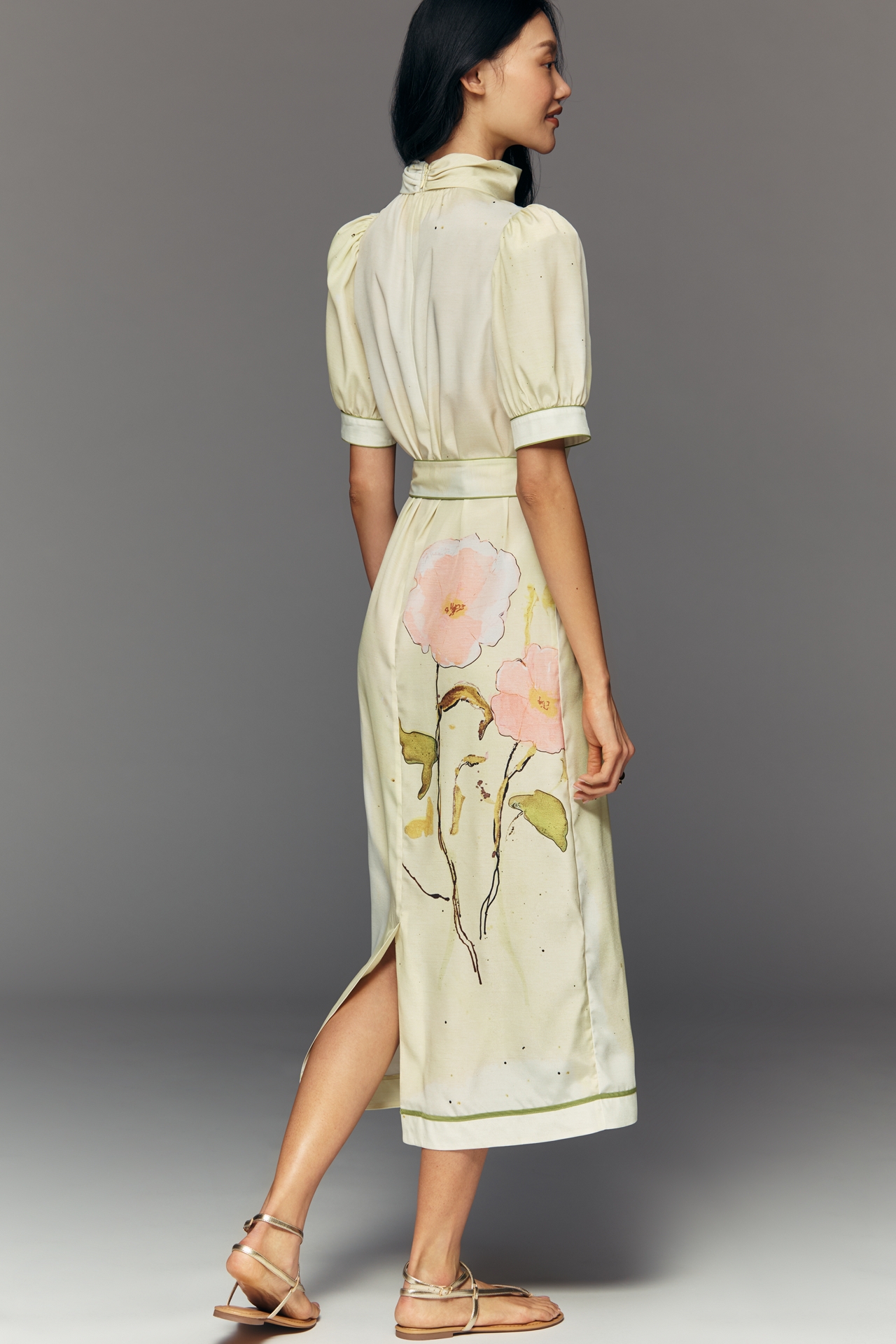 Hunter Bell Langley Short-Sleeve Mock-Neck Midi Dress