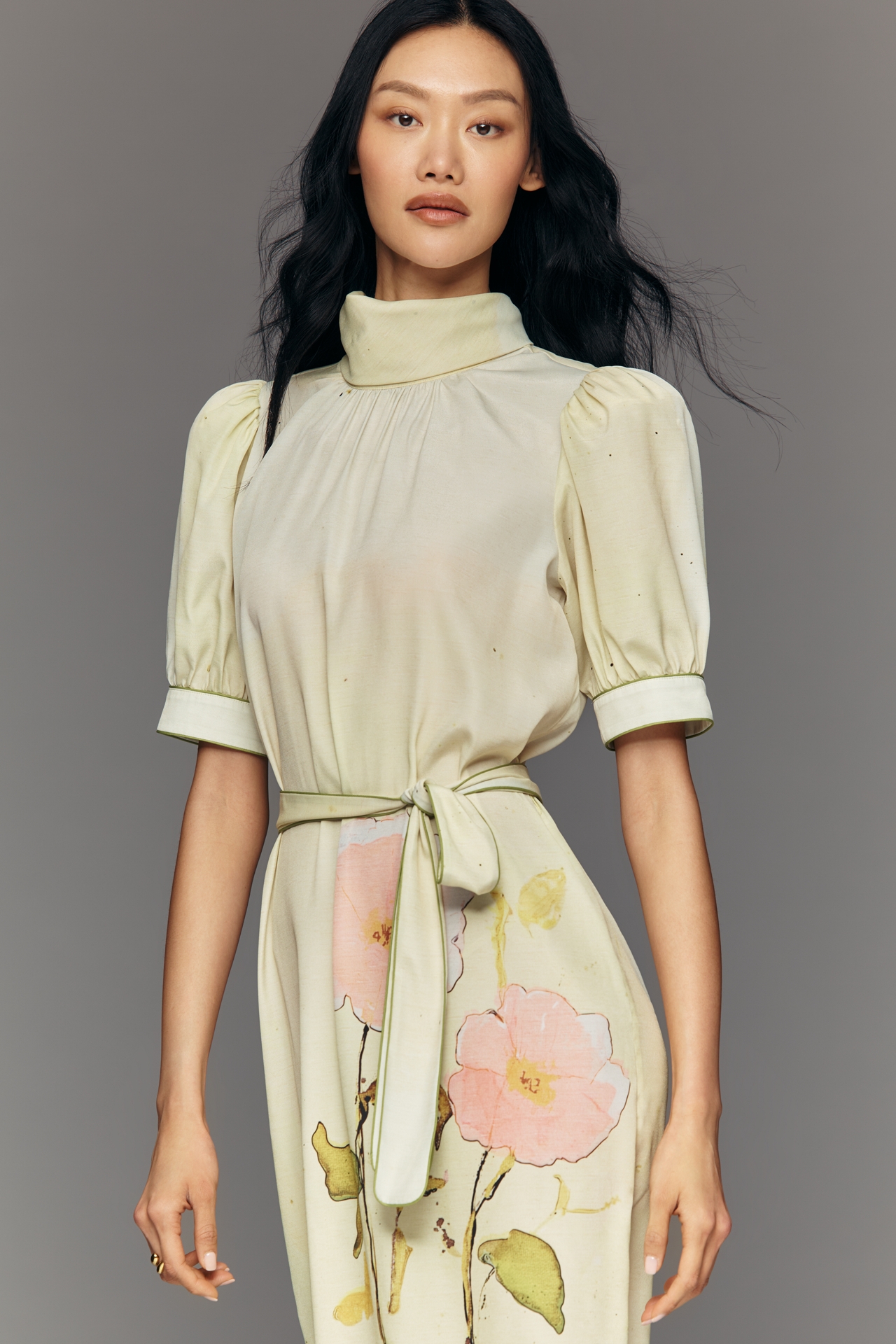 Hunter Bell Langley Short-Sleeve Mock-Neck Midi Dress