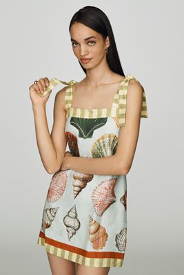 Hunter Bell Alba Printed Linen-Blend Mini Dress