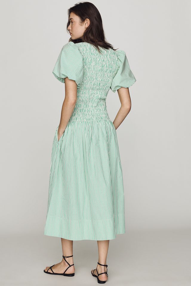 Hunter Bell Scarlet Smocked Puff-Sleeve Midi Dress #3