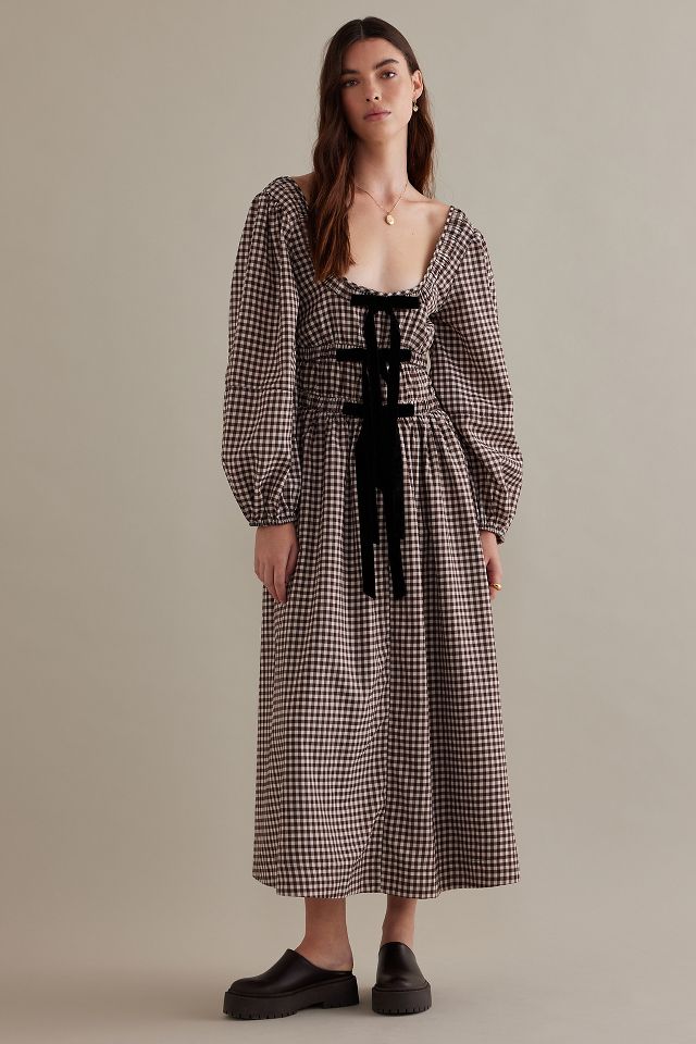 Damson Madder Dakota Gingham Puff-Sleeve Maxi Dress | Anthropologie UK