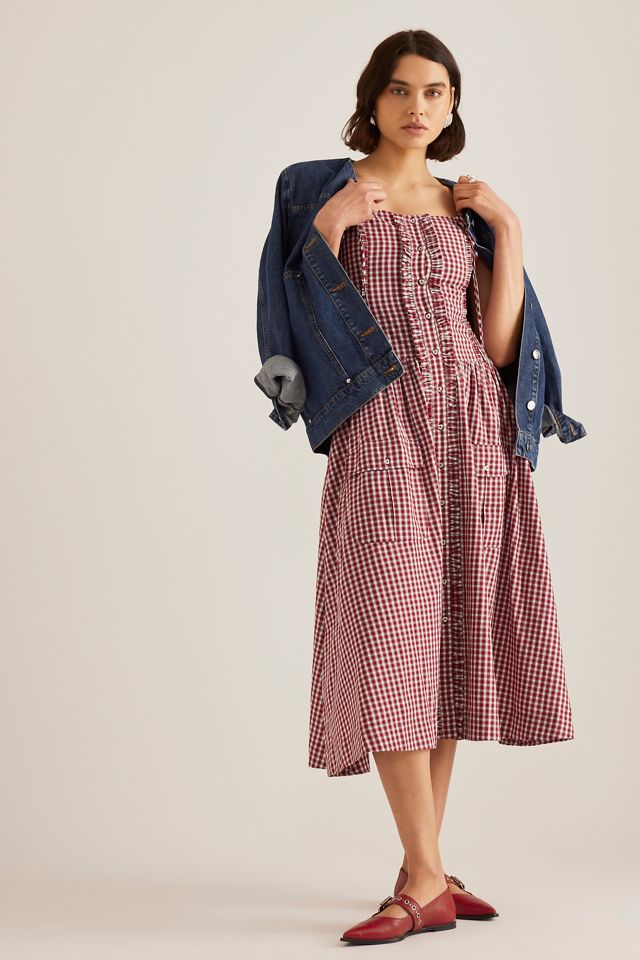 Damson Madder Faith Gingham Midi Dress | Anthropologie UK