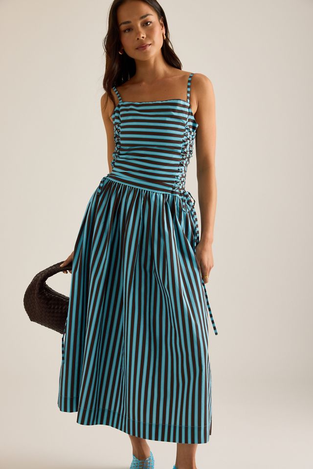 Robe mi-longue Angelina à rayures Damson Madder #4