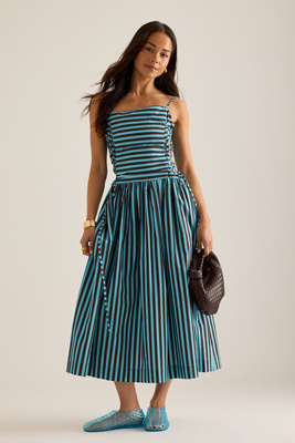 Damson Madder Angelina Stripe Midi Dress