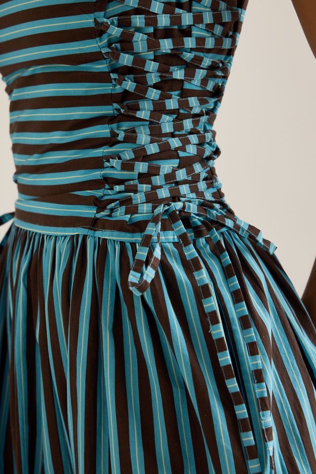 Robe mi-longue Angelina à rayures Damson Madder #5