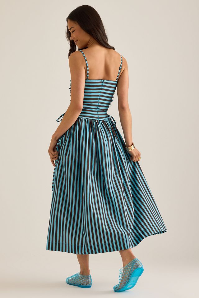 Robe mi-longue Angelina à rayures Damson Madder #1