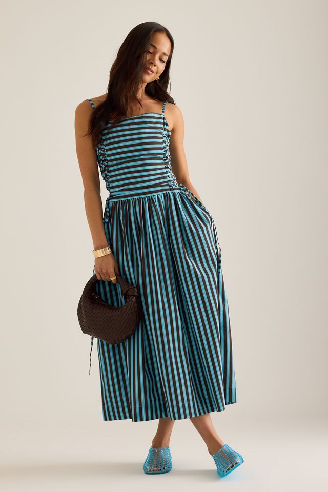 Robe mi-longue Angelina à rayures Damson Madder #2