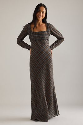 Damson Madder Vestito Midi Marissa in Tessuto a Quadri Trasparente