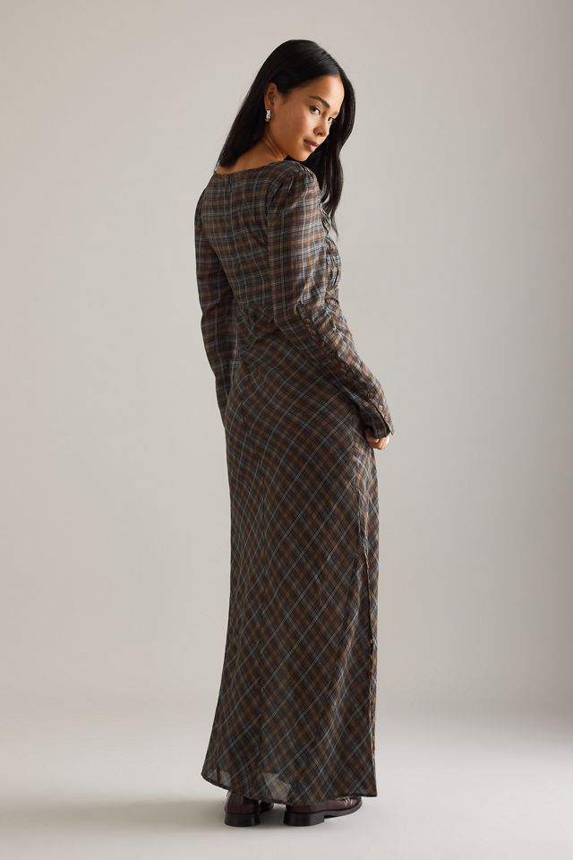 Damson Madder Vestito Midi Marissa in Tessuto a Quadri Trasparente #1
