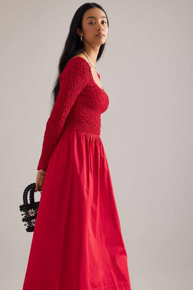 Vestido Midi Fruncido de Manga Larga Malinda Damson Madder #5