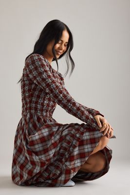 Damson Madder Nola Shirred Midi Dress | Anthropologie UK