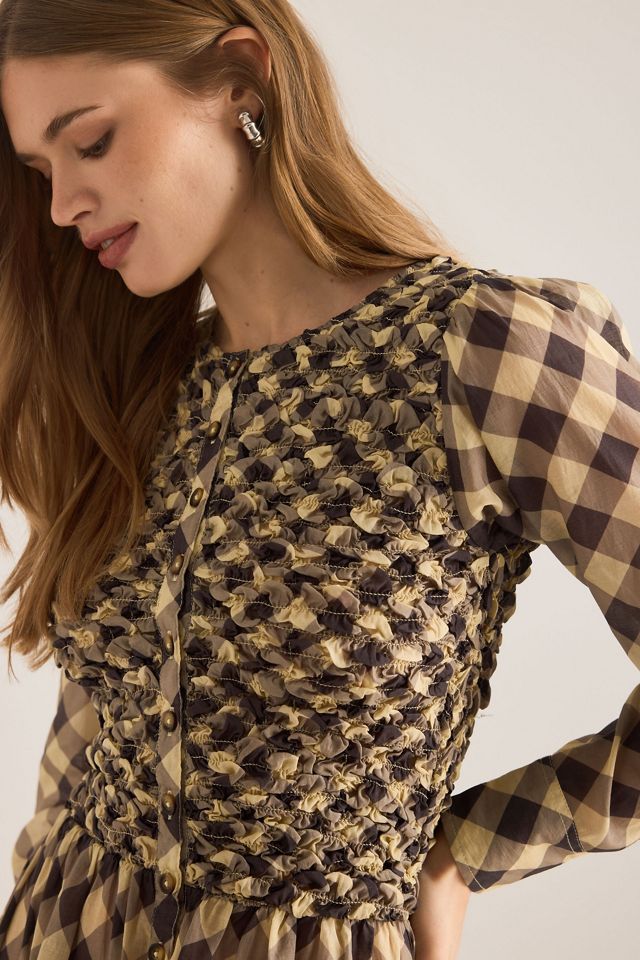 Damson Madder Check Long-Sleeve Midi Dress #4