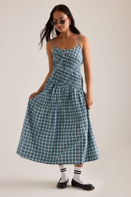 By Anthropologie Sleeveless Sweetheart Gingham Midi Dress