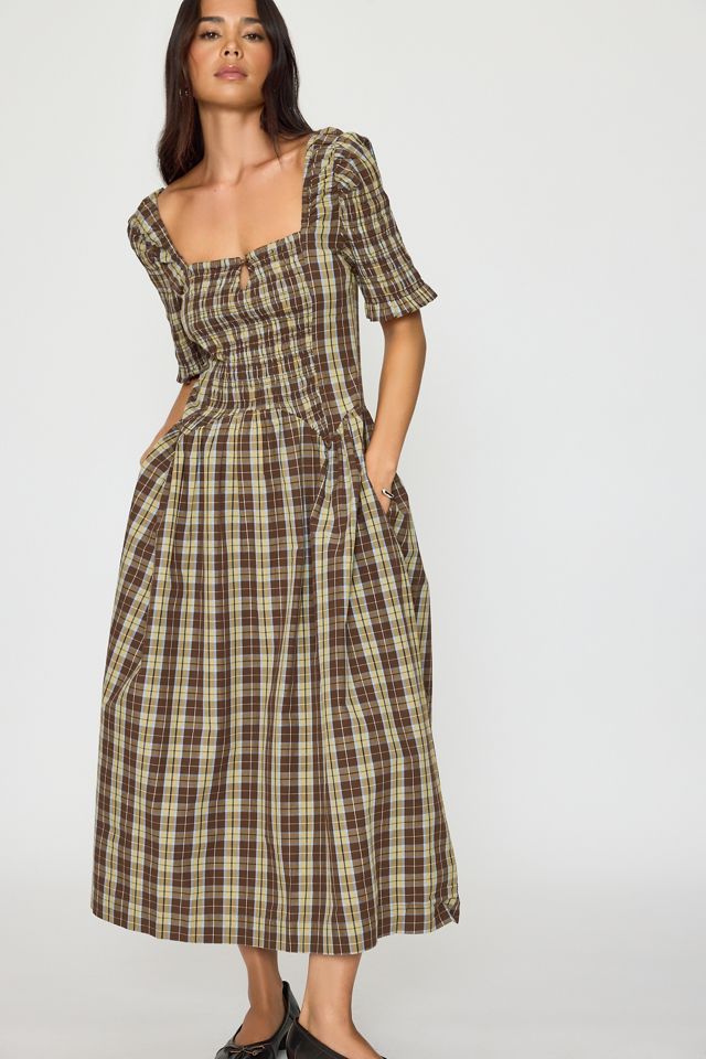 Damson Madder Emmy Shirred Check Midi Dress #1