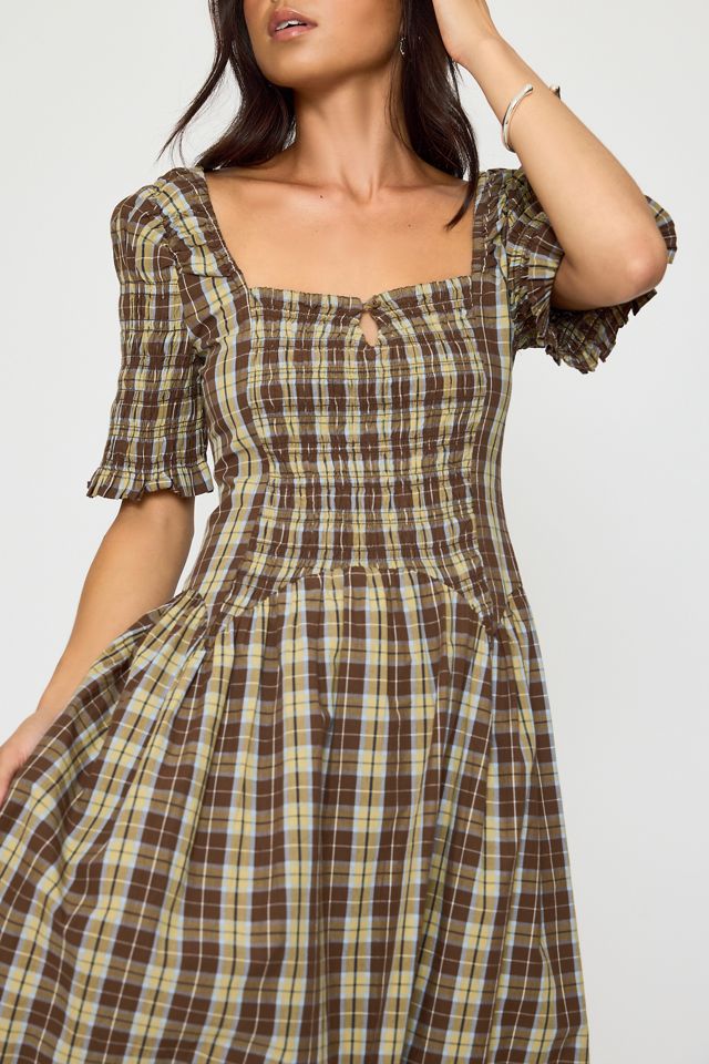 Damson Madder Emmy Shirred Check Midi Dress #4