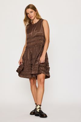 Vestido Midi Transparente con Volantes Reed de Damson Madder