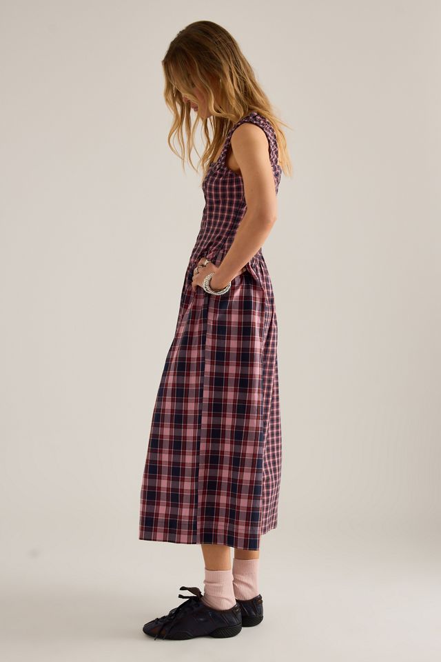 Abito Midi a Quadri Mallory Damson Madder #4