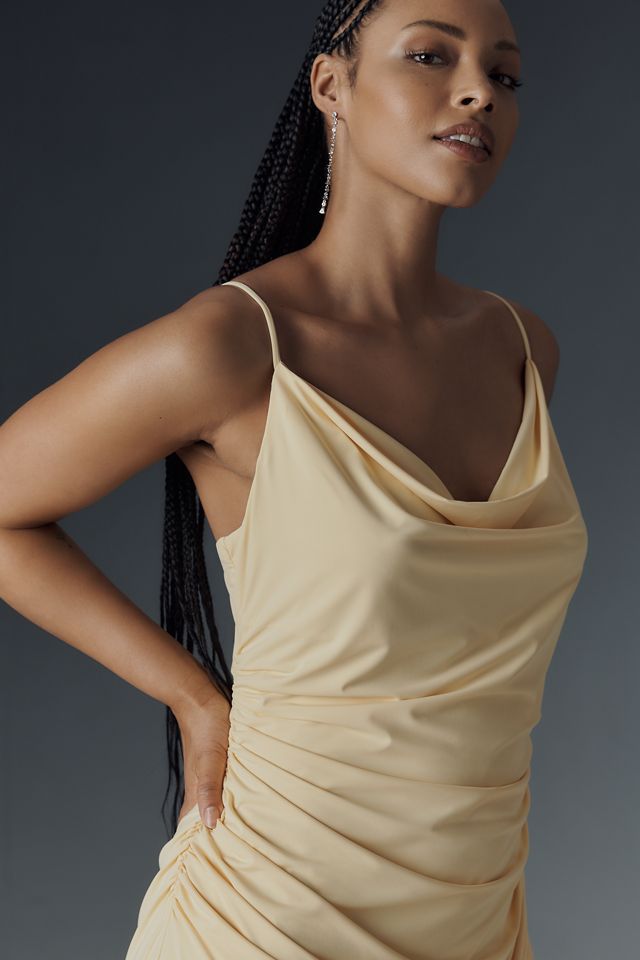 NIA Ina Sleeveless Cowl-Neck Ruched Maxi Dress #5