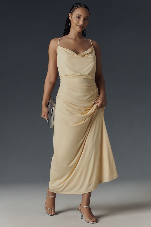 NIA Ina Sleeveless Cowl-Neck Ruched Maxi Dress #7