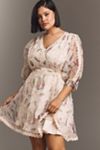 Arose Studio Alkia Puff-Sleeve Lace-Trim Mini Dress