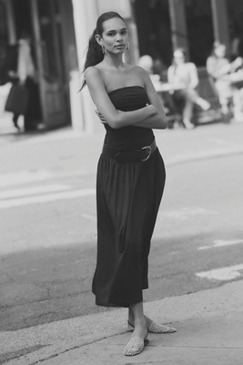 Nia Santal Strapless Midi Dress