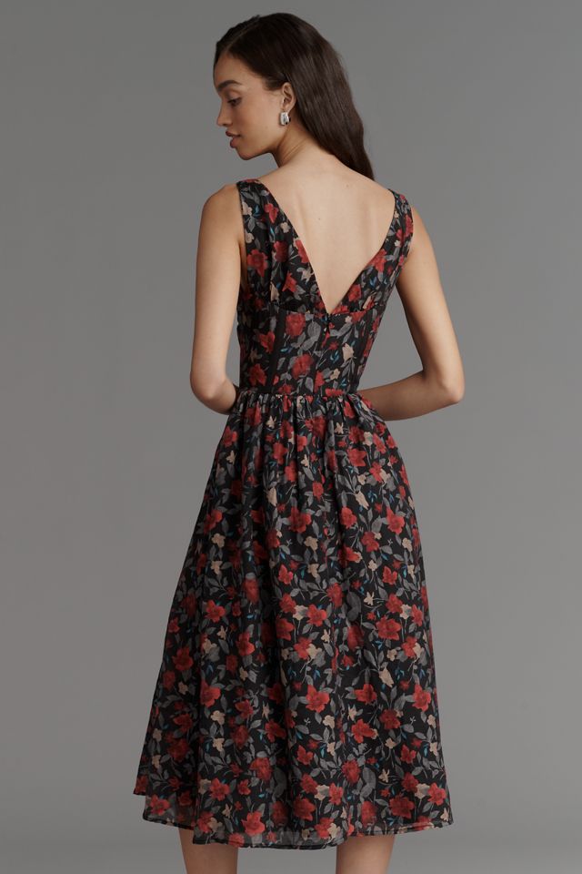 Arose Studio Sleeveless V-Neck Floral Midi Dress #3
