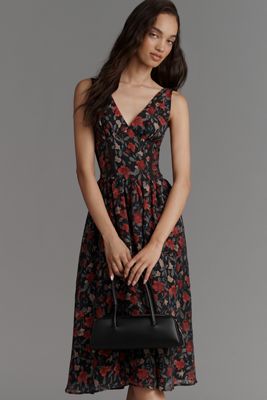 Arose Studio Sleeveless V-Neck Floral Midi Dress