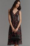 v neck floral drop waist dress anthropologie By Anthropologie Open-Back Drop-Waist Midi Dress