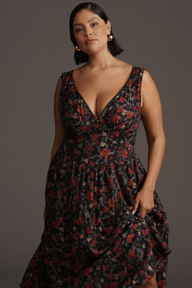 Arose Studio Sleeveless V-Neck Floral Midi Dress #5