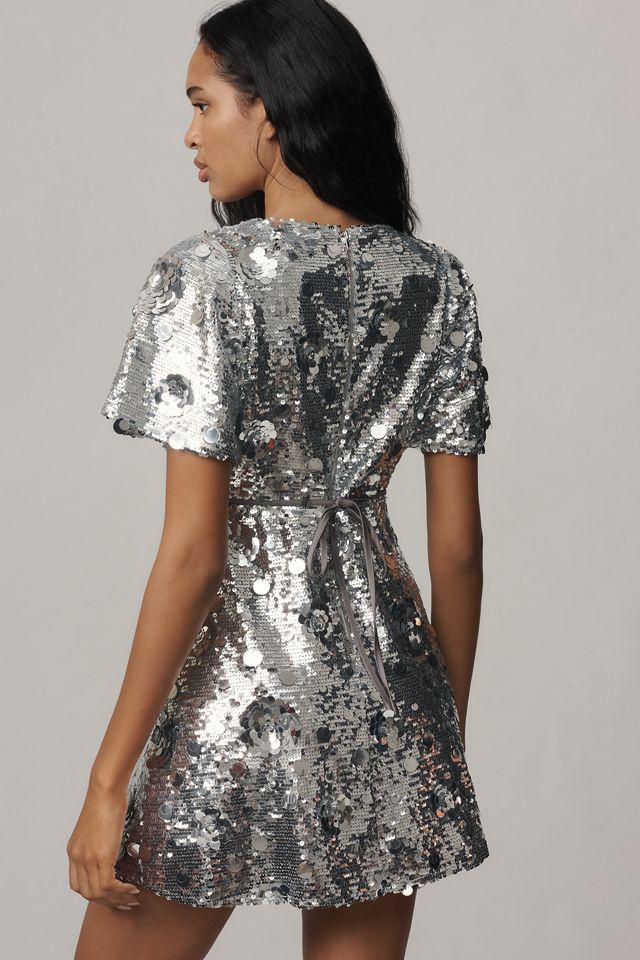 Arose Studio Short-Sleeve V-Neck Sequin Mini Dress #3