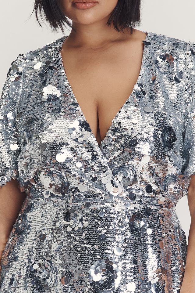 Arose Studio Short-Sleeve V-Neck Sequin Mini Dress #5