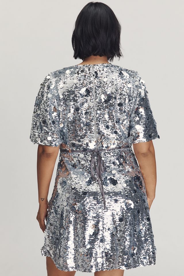 Arose Studio Short-Sleeve V-Neck Sequin Mini Dress #6