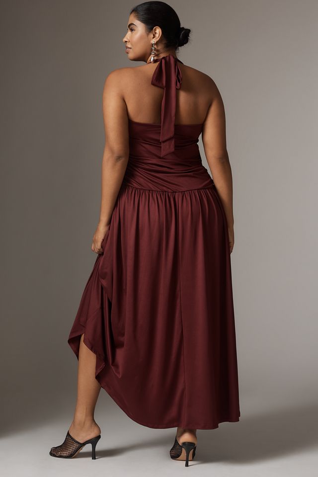 NIA Delphine Drop-Waist Halter Dress #1